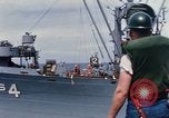 Image of USS Pollux unrep of USS Constellation Gulf of Tonkin Vietnam, 1967, second 5 stock footage video 65675042001
