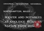 Standbild Begräbnis des ehemaligen Präsidenten Calvin Coolidge Northampton Massachusetts USA, 1933, aus Sekunde 6 historischem Filmmaterial Videoclip 65675042737