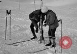 Image of Saint Bernard protecting skiers Garmisch-Partenkirchen Germany, 1965, second 43 stock footage video 65675043210