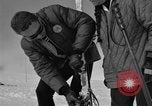 Image of Saint Bernard protecting skiers Garmisch-Partenkirchen Germany, 1965, second 49 stock footage video 65675043210