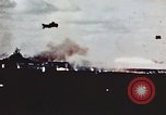 Image of USS Saratoga CV-3 struck by Kamikaze aircraft Pacific Theater, 1945, second 22 stock footage video 65675043694