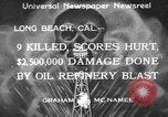 Image of blast in oil refinery Long Beach California USA, 1933, second 1 stock footage video 65675044362