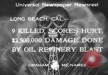 Image of blast in oil refinery Long Beach California USA, 1933, second 5 stock footage video 65675044362