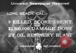 Image of blast in oil refinery Long Beach California USA, 1933, second 9 stock footage video 65675044362