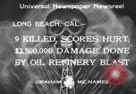 Image of blast in oil refinery Long Beach California USA, 1933, second 10 stock footage video 65675044362