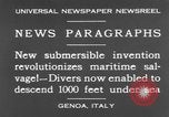 Standbild spezielle Tauchausrüstung Genua Italien, 1930, aus Sekunde 8 historischem Filmmaterial Videoclip 65675044381