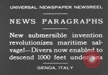 Standbild spezielle Tauchausrüstung Genua Italien, 1930, aus Sekunde 10 historischem Filmmaterial Videoclip 65675044381