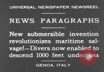 Standbild spezielle Tauchausrüstung Genua Italien, 1930, aus Sekunde 12 historischem Filmmaterial Videoclip 65675044381