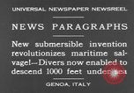 Standbild spezielle Tauchausrüstung Genua Italien, 1930, aus Sekunde 14 historischem Filmmaterial Videoclip 65675044381