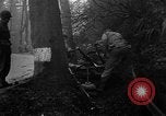 Standbild American 30 Infanterie Division setzt Verteidigung in Wald in der Nähe von Malmedy Malmedy Belgien, 1944, aus Sekunde 14 historischem Filmmaterial Videoclip 65675044525