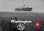 Image of The SS Yorkmar aground on beach Grays Harbor Washington USA, 1952, second 3 stock footage video 65675045422