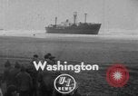 Image of The SS Yorkmar aground on beach Grays Harbor Washington USA, 1952, second 4 stock footage video 65675045422