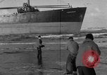 Image of The SS Yorkmar aground on beach Grays Harbor Washington USA, 1952, second 25 stock footage video 65675045422