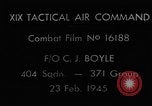 Image of P-47 of U.S. 404th squadron strafing European Theater, 1945, second 4 stock footage video 65675045658