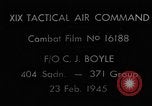 Image of P-47 of U.S. 404th squadron strafing European Theater, 1945, second 5 stock footage video 65675045658