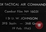 Image of P-47 piloted by Lt Johnson strafes roads European Theater, 1945, second 4 stock footage video 65675045659