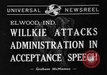 Standbild Wendell Willkie Elwood Indiana USA, 1940, aus Sekunde 7 historischem Filmmaterial Videoclip 65675046146