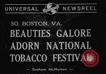 Standbild nationalen Tabak Festival 1940 South Boston Virginia USA, 1940, aus Sekunde 6 historischem Filmmaterial Videoclip 65675046153