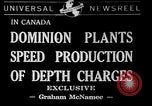 Image of depth charges Canada, 1941, second 1 stock footage video 65675046193