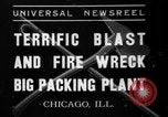 Standbild Brand bei Fleisch Anlage Chicago Illinois USA, 1937, aus Sekunde 1 historischem Filmmaterial Videoclip 65675046691