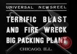 Standbild Brand bei Fleisch Anlage Chicago Illinois USA, 1937, aus Sekunde 3 historischem Filmmaterial Videoclip 65675046691