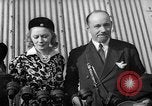 Image of Sir Hubert and Lady Wilkins speaking on arrival aboard the Hindenburg Lakehurst New Jersey USA, 1936, second 1 stock footage video 65675047077