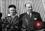 Image of Sir Hubert and Lady Wilkins speaking on arrival aboard the Hindenburg Lakehurst New Jersey USA, 1936, second 3 stock footage video 65675047077