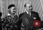 Image of Sir Hubert and Lady Wilkins speaking on arrival aboard the Hindenburg Lakehurst New Jersey USA, 1936, second 5 stock footage video 65675047077