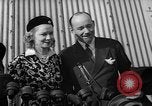 Image of Sir Hubert and Lady Wilkins speaking on arrival aboard the Hindenburg Lakehurst New Jersey USA, 1936, second 9 stock footage video 65675047077