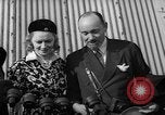 Image of Sir Hubert and Lady Wilkins speaking on arrival aboard the Hindenburg Lakehurst New Jersey USA, 1936, second 11 stock footage video 65675047077