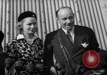Image of Sir Hubert and Lady Wilkins speaking on arrival aboard the Hindenburg Lakehurst New Jersey USA, 1936, second 18 stock footage video 65675047077