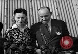 Image of Sir Hubert and Lady Wilkins speaking on arrival aboard the Hindenburg Lakehurst New Jersey USA, 1936, second 22 stock footage video 65675047077