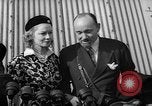 Image of Sir Hubert and Lady Wilkins speaking on arrival aboard the Hindenburg Lakehurst New Jersey USA, 1936, second 25 stock footage video 65675047077