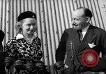Image of Sir Hubert and Lady Wilkins speaking on arrival aboard the Hindenburg Lakehurst New Jersey USA, 1936, second 32 stock footage video 65675047077