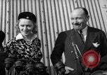 Image of Sir Hubert and Lady Wilkins speaking on arrival aboard the Hindenburg Lakehurst New Jersey USA, 1936, second 33 stock footage video 65675047077