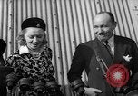 Image of Sir Hubert and Lady Wilkins speaking on arrival aboard the Hindenburg Lakehurst New Jersey USA, 1936, second 35 stock footage video 65675047077