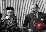 Image of Sir Hubert and Lady Wilkins speaking on arrival aboard the Hindenburg Lakehurst New Jersey USA, 1936, second 36 stock footage video 65675047077