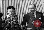 Image of Sir Hubert and Lady Wilkins speaking on arrival aboard the Hindenburg Lakehurst New Jersey USA, 1936, second 38 stock footage video 65675047077