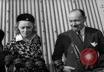 Image of Sir Hubert and Lady Wilkins speaking on arrival aboard the Hindenburg Lakehurst New Jersey USA, 1936, second 42 stock footage video 65675047077