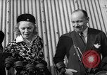 Image of Sir Hubert and Lady Wilkins speaking on arrival aboard the Hindenburg Lakehurst New Jersey USA, 1936, second 43 stock footage video 65675047077
