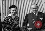 Image of Sir Hubert and Lady Wilkins speaking on arrival aboard the Hindenburg Lakehurst New Jersey USA, 1936, second 47 stock footage video 65675047077