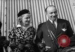 Image of Sir Hubert and Lady Wilkins speaking on arrival aboard the Hindenburg Lakehurst New Jersey USA, 1936, second 48 stock footage video 65675047077