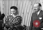 Image of Sir Hubert and Lady Wilkins speaking on arrival aboard the Hindenburg Lakehurst New Jersey USA, 1936, second 52 stock footage video 65675047077