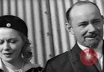 Image of Sir Hubert and Lady Wilkins speaking on arrival aboard the Hindenburg Lakehurst New Jersey USA, 1936, second 61 stock footage video 65675047077
