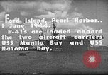 Standbild P-47 Thunderbolts geladen auf Flugzeugträger Ford Island Pearl Harbor Hawaii USA, 1944, aus Sekunde 7 historischem Filmmaterial Videoclip 65675047534