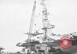 Standbild P-47 Thunderbolts geladen auf Flugzeugträger Ford Island Pearl Harbor Hawaii USA, 1944, aus Sekunde 28 historischem Filmmaterial Videoclip 65675047534