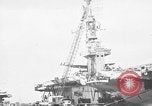 Standbild P-47 Thunderbolts geladen auf Flugzeugträger Ford Island Pearl Harbor Hawaii USA, 1944, aus Sekunde 31 historischem Filmmaterial Videoclip 65675047534