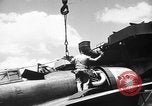Standbild P-47 Thunderbolts geladen auf Flugzeugträger Ford Island Pearl Harbor Hawaii USA, 1944, aus Sekunde 42 historischem Filmmaterial Videoclip 65675047534