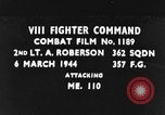 Image of Messerschmitt Bf 110 fighter plane struck by gunfire from an American P-51 aircraft European Theater, 1944, second 1 stock footage video 65675047652
