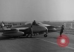 Image of Italian de Havilland Vampire jet aircraft Wiesbaden Germany, 1951, second 56 stock footage video 65675048631